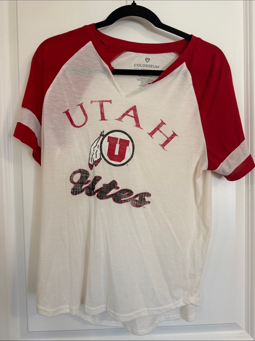 Colosseum Utah Utes Red & White Raglan Shirt